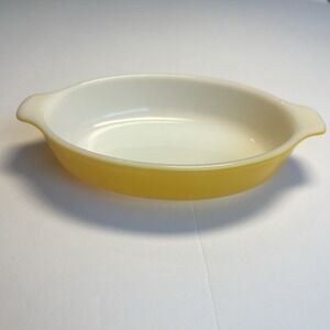 Vintage Pyrex Au Gratin Dish 700 Yellow Gold Oval Utility 10oz